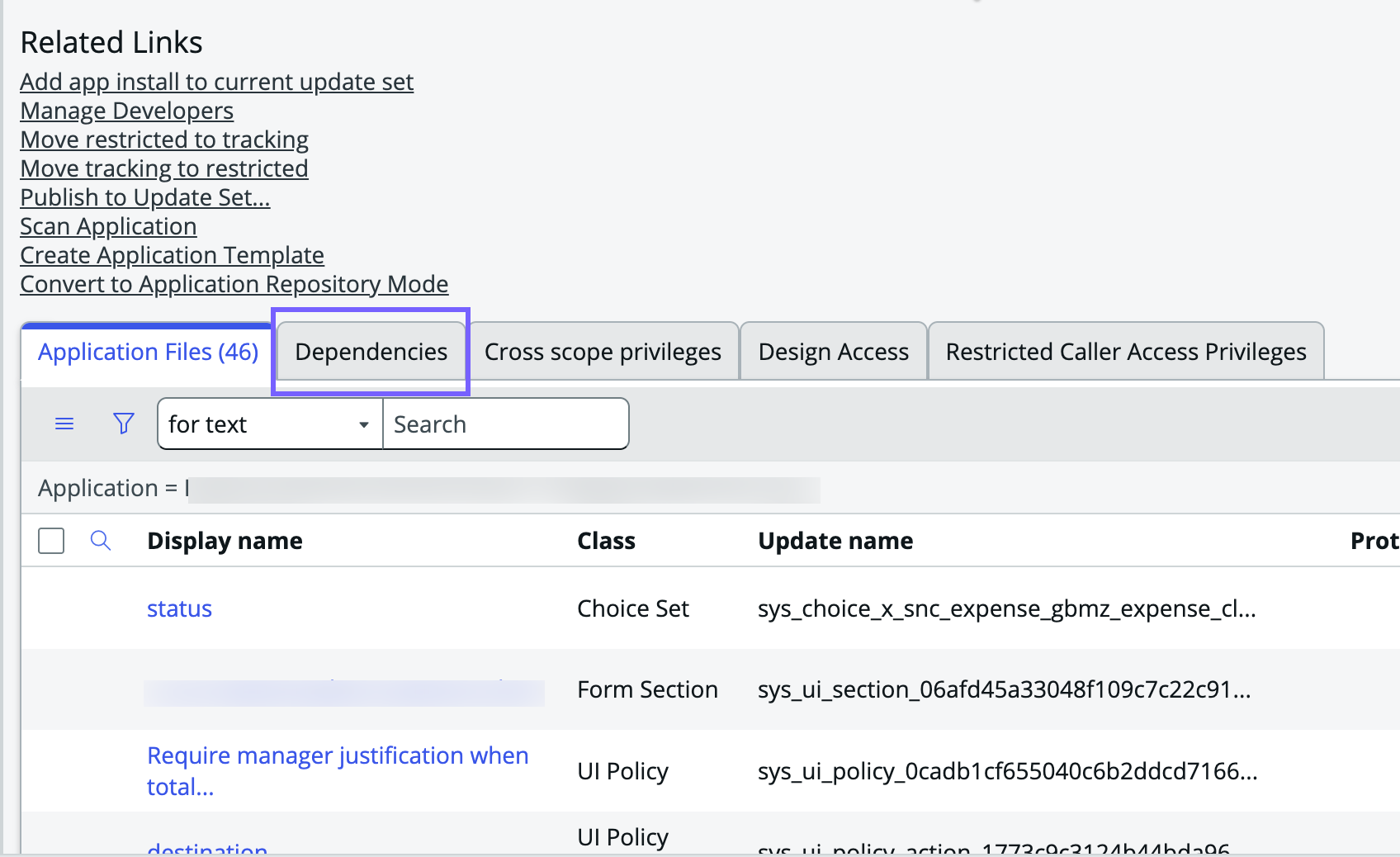 Remove dependencies from the custom app record by accessing the Dependencies related list.