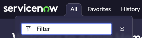 Interface showing All, Favorites, and History tabs with a Filter field.
