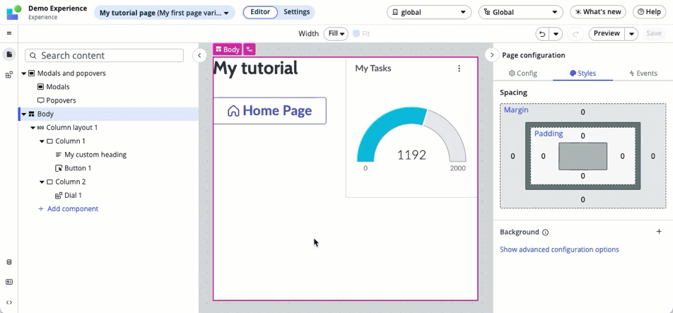 Selecting Preview to view the tutorial page.