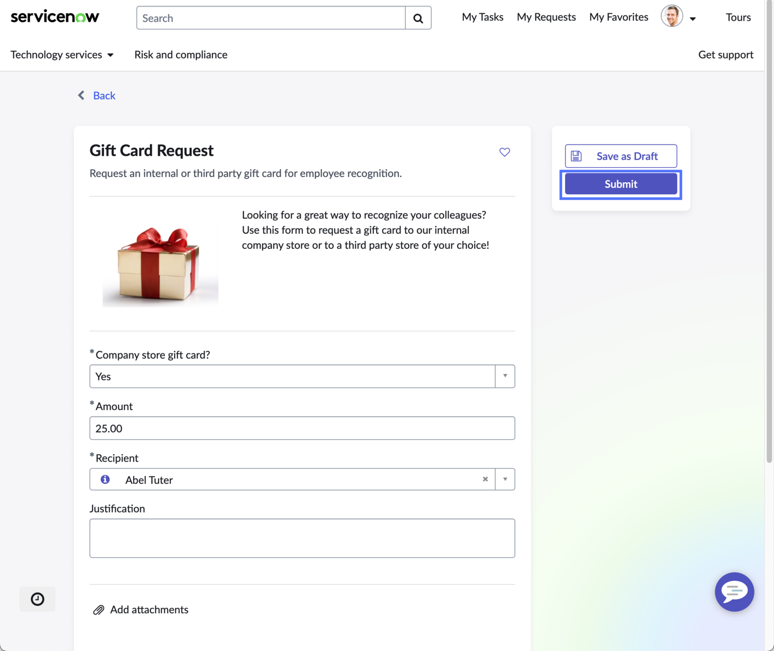 Fill out the app's form