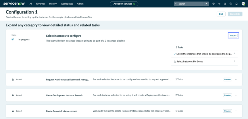 ReleaseOps guided setup page with categories to complete.