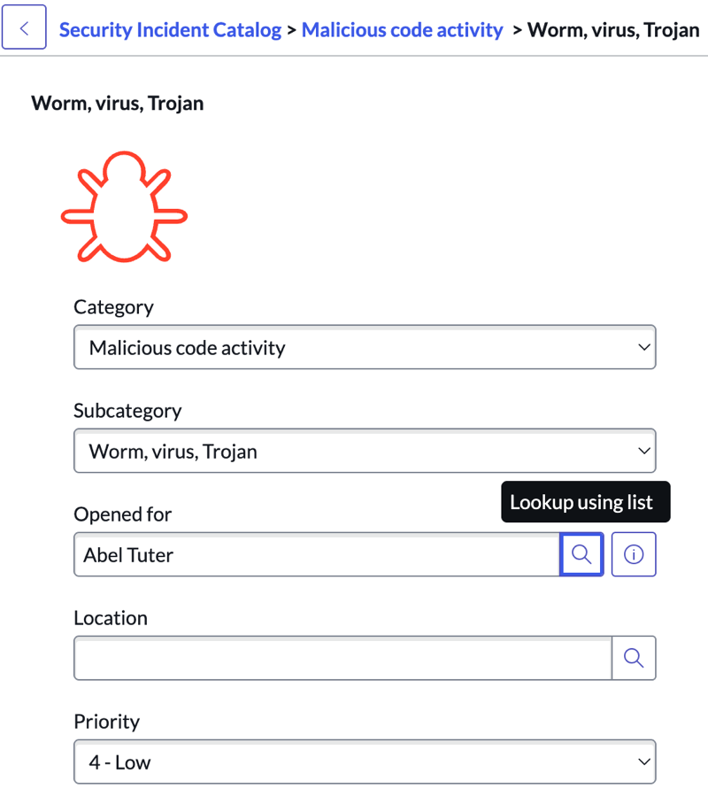 Catalog request entry