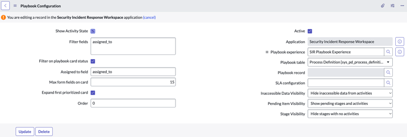 Edit the Playbook Configuration