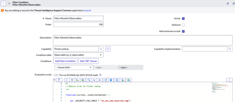 Capability flows: configure capability: edit filter condition