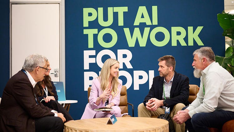 Five people at World Forum London discussing how to put AI in action