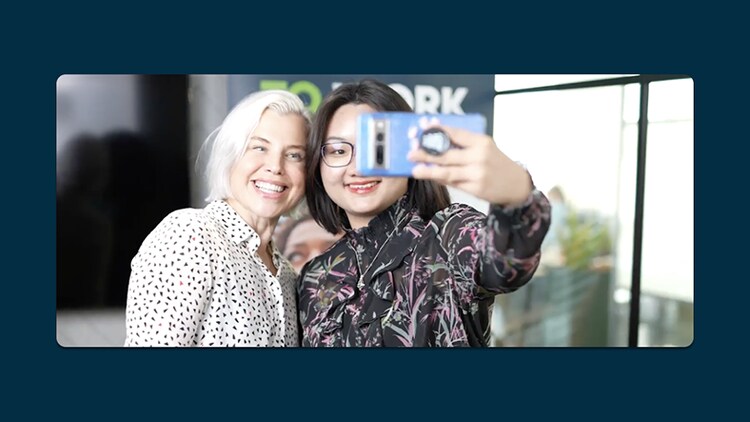 Two girls in tech: Jayney Howson, ServiceNow learning and development head, and Lauren L., acting learning and development leader for a day