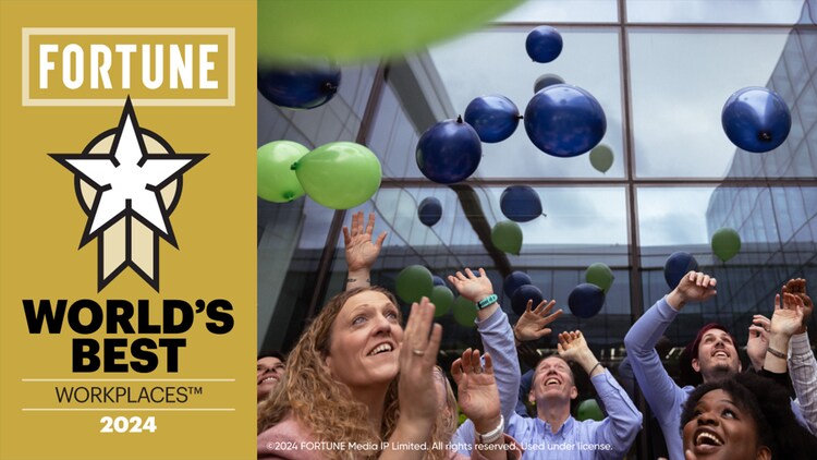 Fortune World's Best Workplaces 2024: ServiceNow employees celebrating