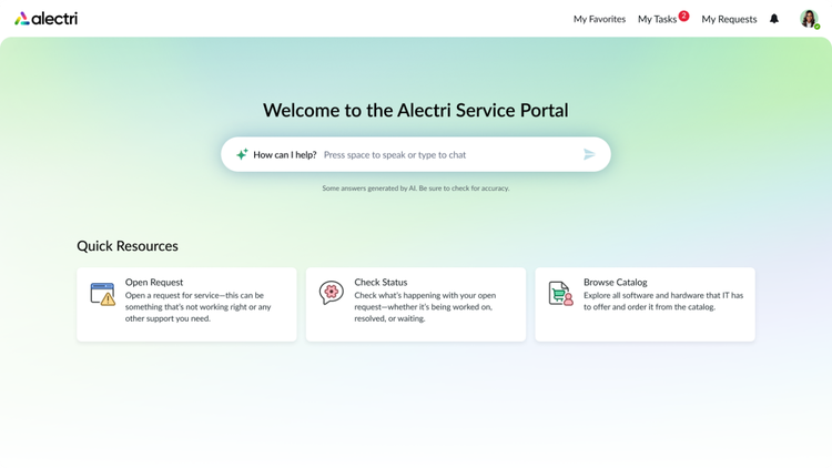 Alectri Service Portal screenshot
