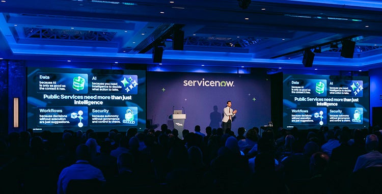 Max Duval, VP Solucation Consulting(UKI)for ServiceNow, presenting at the ServiceNow Public Services Summit in London